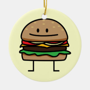 幸せなハンバーガー セラミックオーナメント