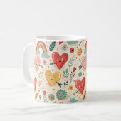 幸せなハートお洒落- Valentine's Day Pattern コーヒーマグカップ (正面左)