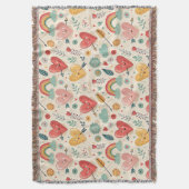 幸せなハートお洒落- Valentine's Day Pattern スローブランケット (正面縦)