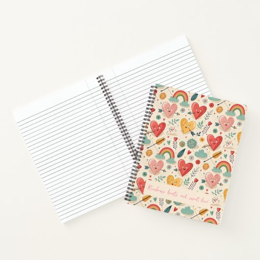 幸せなハートお洒落- Valentine's Day Pattern ノートブック (内部)