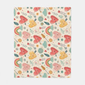 幸せなハートお洒落- Valentine's Day Pattern フリースブランケット (正面)