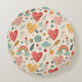 幸せなハートお洒落- Valentine's Day Pattern ラウンドクッション (裏面)