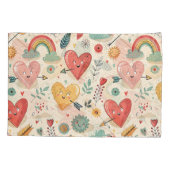 幸せなハートお洒落- Valentine's Day Pattern 枕カバー (裏面)