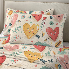 幸せなハートお洒落- Valentine's Day Pattern 枕カバー