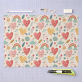 幸せなハートお洒落- Valentine's Day Pattern 薄葉紙 (クラフト)