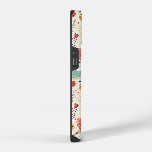 幸せなハートお洒落- Valentine's Day Pattern iPhoneケース (右側面)