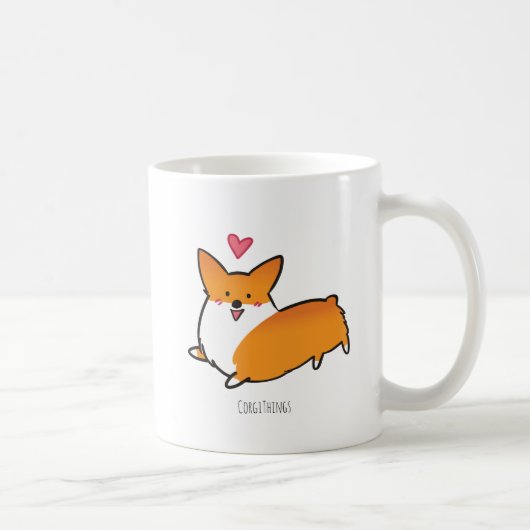 幸せなハートのマグ|のコーギーの事 コーヒーマグカップ (右)