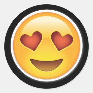 幸せなハートの目のemojiのステッカー ラウンドシール