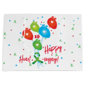 幸せなハート数珠のバルーン移植 ラージペーパーバッグ (正面)