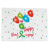 幸せなハート数珠のバルーン移植 ラージペーパーバッグ (裏面)