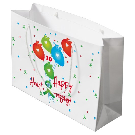 幸せなハート数珠のバルーン移植 ラージペーパーバッグ (裏面アングル)
