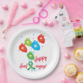 幸せなハート数珠バルーン ペーパープレート (パーティー)