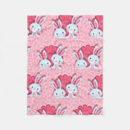 幸せなバニー フリースブランケット