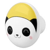 幸せなバラ色のCheekedのかわいいのパンダの顔 セラミックノブ (右)