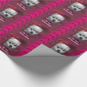 幸せなバレンタインあなたの写真かかわいいポメラニア犬 ラッピングペーパー (角)