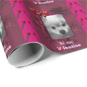 幸せなバレンタインあなたの写真かかわいいポメラニア犬 ラッピングペーパー (ロールコーナー)