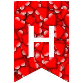 幸せなバレンタインのタイポグラフィの赤いハートパターン バンティングフラッグ (第1の旗)