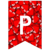 幸せなバレンタインのタイポグラフィの赤いハートパターン バンティングフラッグ (第3の旗)