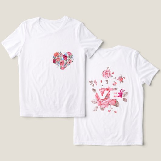幸せなバレンタインの日，ピンクと赤，赤いハート，バレンタイン トライブレンドＴシャツ (デザイン正面&裏面)