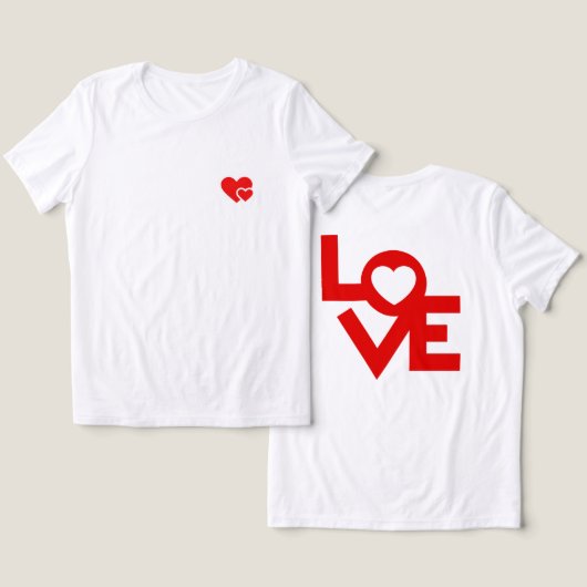 幸せなバレンタインの日，ピンクと赤，赤いハート，バレンタイン トライブレンドＴシャツ (デザイン正面&裏面)