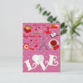 幸せなバレンタインの背景ハート ポストカード (スタンド正面)