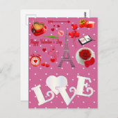 幸せなバレンタインの背景ハート ポストカード (正面/裏面)