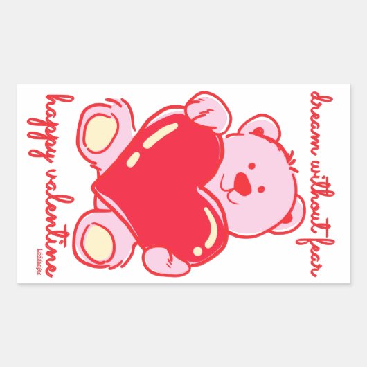 幸せなバレンタインの贈り物を恐れずに夢見る 長方形シール (正面)