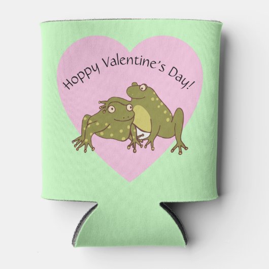 幸せなバレンタインデーおもしろいホッピーのカエルの恋 缶クーラー (正面)