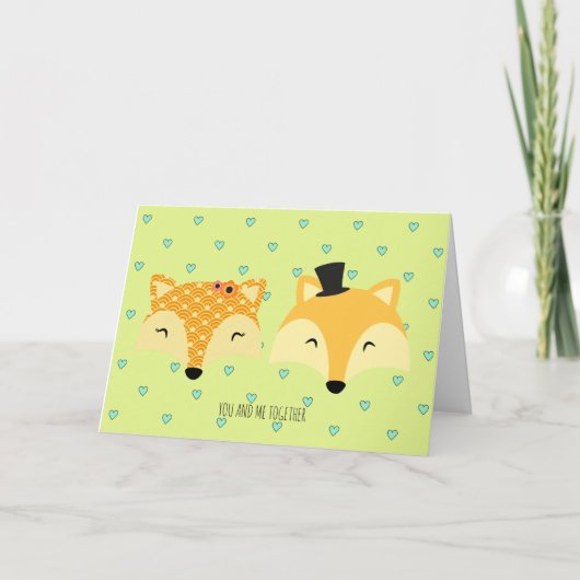 幸せなバレンタインデーお洒落キツネ シーズンカード (正面)