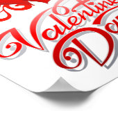 幸せなバレンタインデーと赤いハート ポスター (角)