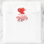 幸せなバレンタインデーと赤いハート ラウンドシール (バッグ)