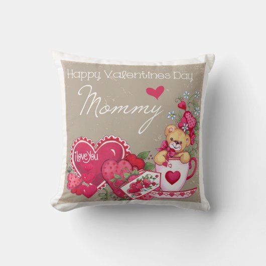 幸せなバレンタインデーのお母さんの枕 クッション (正面)