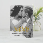 幸せなバレンタインデーの金ゴールドホイルのシンプルの写真 シーズンカード (スタンド正面)