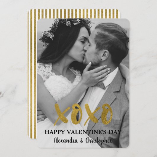 幸せなバレンタインデーの金ゴールドホイルのシンプルの写真 シーズンカード (正面/裏面)