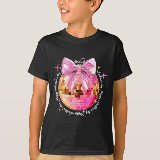 幸せなバレンタインデー お茶目なディスコボール女子 Tシャツ (正面)