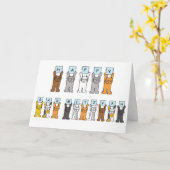 幸せなバーの(ユダヤ教の)バル・ミツバーの漫画猫 カード (黄色い花)