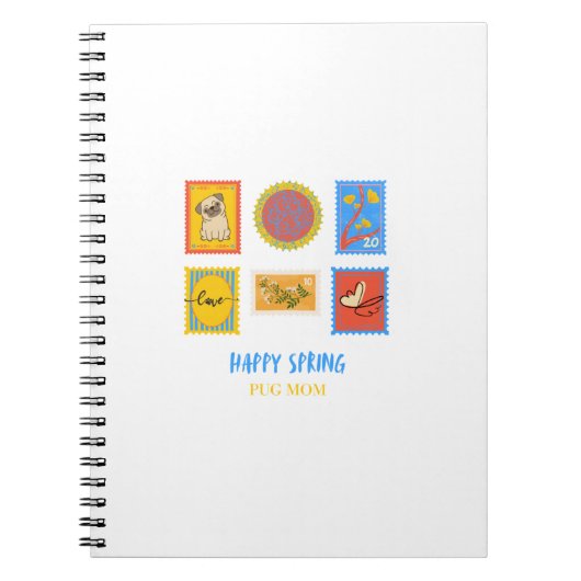 幸せなパグの春スタンプ ノートブック (正面)