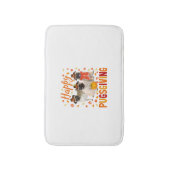 幸せなパグサディキュート感謝祭パグドッグPを着る バスマット (正面縦)