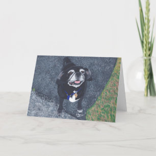 幸せなパグ犬の絵画の挨拶状 カード