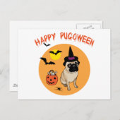 幸せなパゴウィーンハロウィーンパグティー、ギフト ポストカード (正面/裏面)