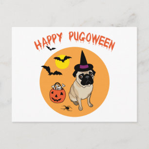 幸せなパゴウィーンハロウィーンパグティー、ギフト ポストカード