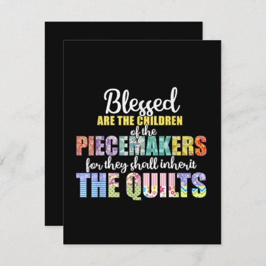 幸せなパッチワーク子供たち 編み物 サンキューカード (正面/裏面)