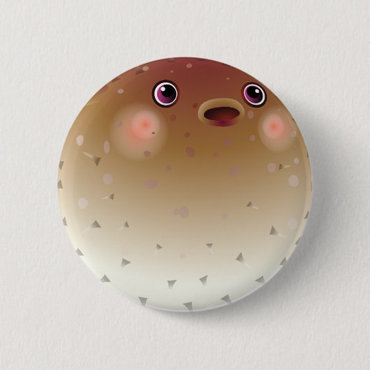 幸せなパッファーの魚 缶バッジ (正面)