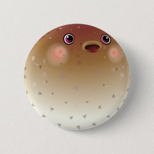 幸せなパッファーの魚 缶バッジ