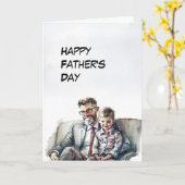幸せなパパと息子共有瞬間お父さんの日 カード (黄色い花)