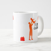 幸せなパパデイマグ – 父と子シルエットギフト ジャンボコーヒーマグカップ (正面右)