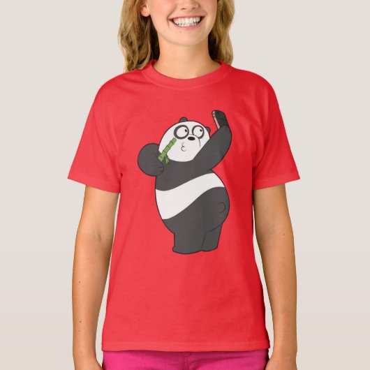 幸せなパンダの竹ダンス 子供Tシャツ Tシャツ (正面)