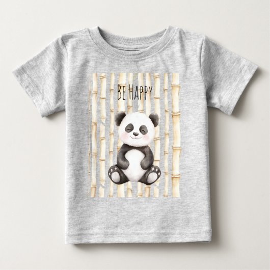 幸せなパンダの竹 ベビーTシャツ (正面)