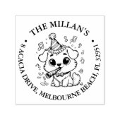 幸せなパーティー子犬の恋人テーマ セルフインキングスタンプ (デザイン)