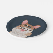 幸せなヒップスターのペンブロークのウェルシュコーギーの紙皿 ペーパープレート (アングル)